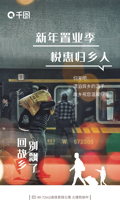 春节返乡置业摄影图海报