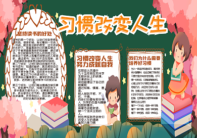 校园读书黑板报习惯改变人生模版