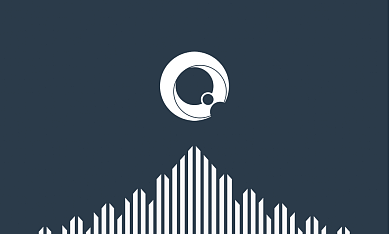 横版建筑类名片蓝绿色白色几何图形