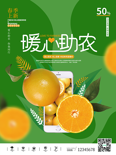 简约风暖心助农水果海报