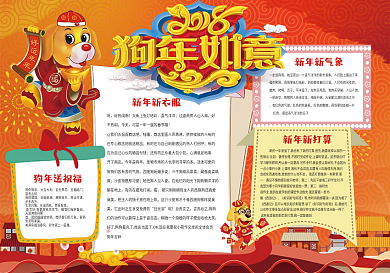 2018狗年如意春节新年小报