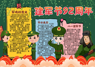 建军节92周年黑板报