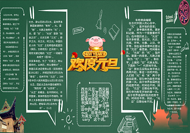 创意卡通元旦黑板报模板设计