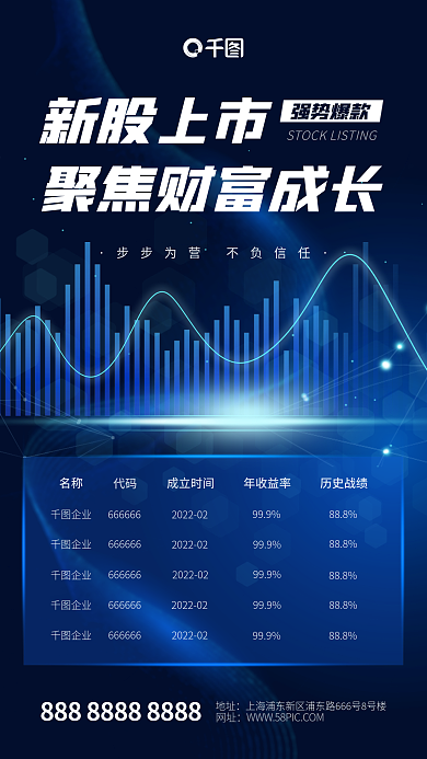 蓝色商务金融基金手机海报