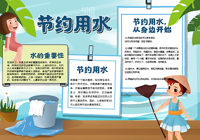 节约用水校园手抄报