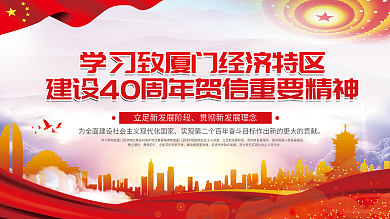 厦门经济特区建设40周年贺信精神宣传展板