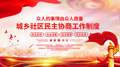 红色城乡社区民主协商工作制度宣传党建展板