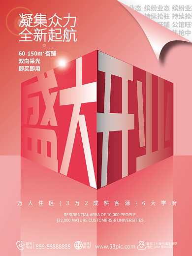 大字报盛大开业宣传促销海报