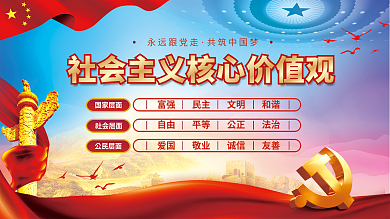 红色质感社会主义核心价值观党建展板背景