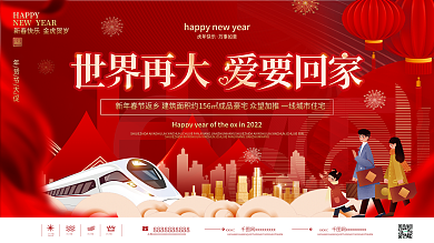 红色房地产新年春节返乡置业展板