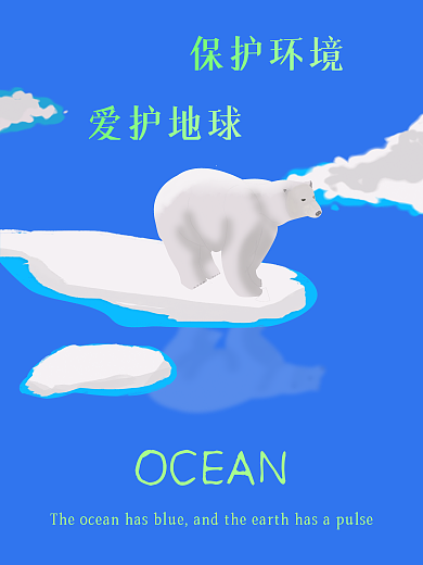 北极熊生态环境保护海报
