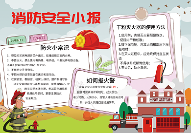 卡通消防安全安全学生手抄报