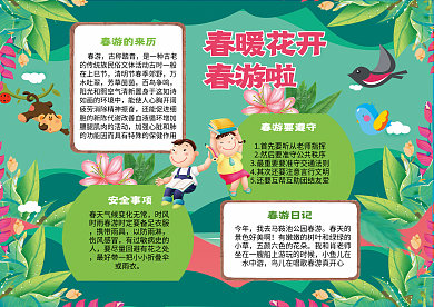 春天来了小报春游童话故事植树节手抄小报