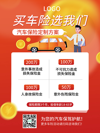 简约汽车金融保险种介绍海报