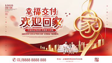 喜庆房地产新房交付欢迎业主回家展板