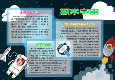 探索宇宙科技小报电子手抄报