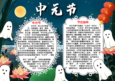 中元节板报word小报模板