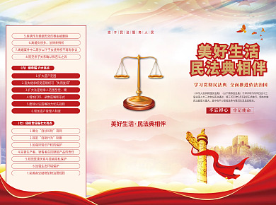 党建风民法典科普依法治国DM宣传页三折页