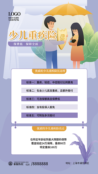 金融少儿子女保险险种介绍海报