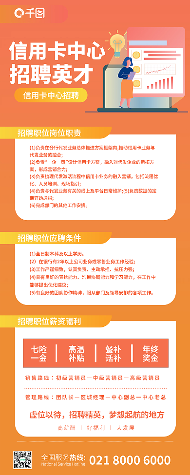 银行信用卡中心扁平商务人才招聘展架