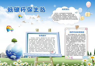 低碳环保生活小报模版