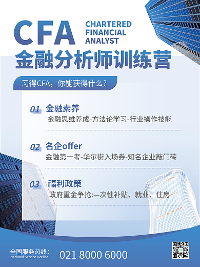 金融证书培训课程CFA培训教育金融海报