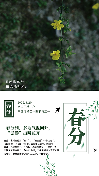简约传统二十四节气春分海报