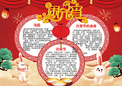 喜庆元宵节竖版手抄报