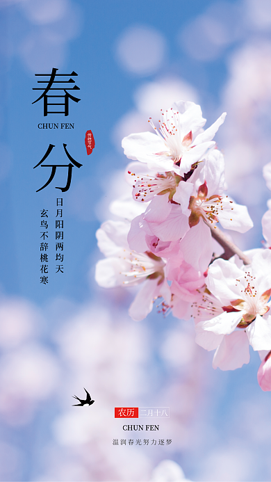 简约传统中国二十四节气春分节气海报