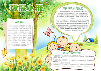 卡通环保小报电子模版