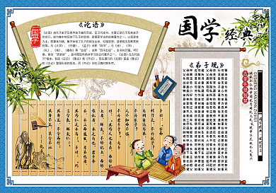 中国风国学小报模板
