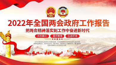2022年全国两会政府工作报告党建展板
