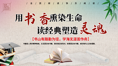 世界读书日中国风传统水墨文化展板