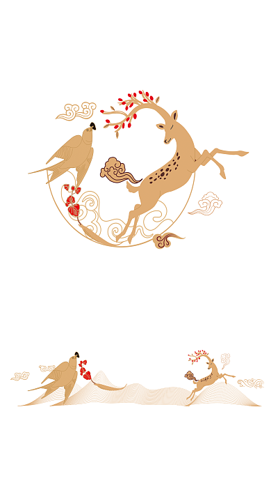 梅花鹿卡通矢量手绘