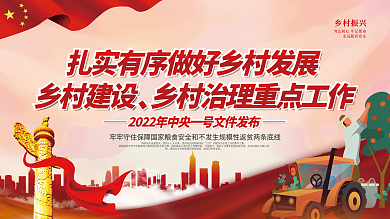 中央一号文件乡村振兴三农工作宣传展板