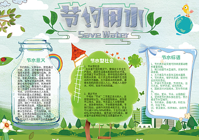 节约用水绿色公益小报手抄报