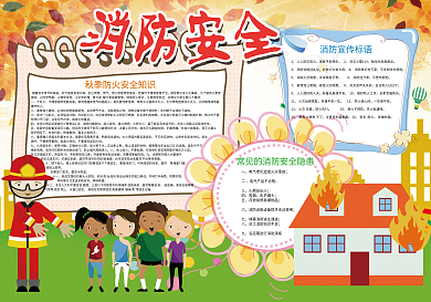 校园防火防灾安全教育小报模板