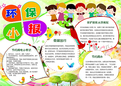 节约用水低碳节能环保爱护地球家园手抄报电子小报