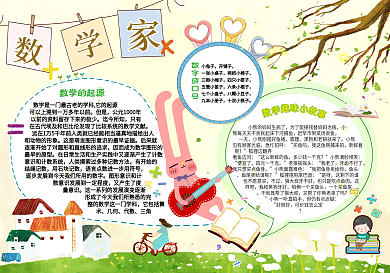 数学家手绘校园手抄报PS