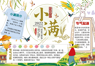 小满小报二十四节气传统文化种田收麦手抄小报