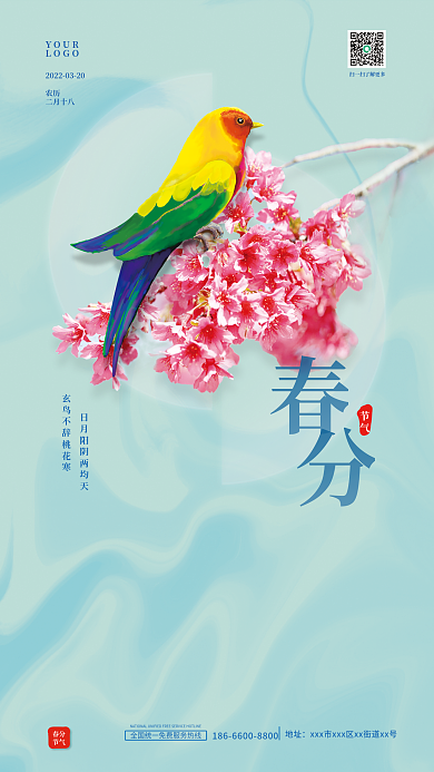 简约创意春分节气摄影图二十四节气渐变海报