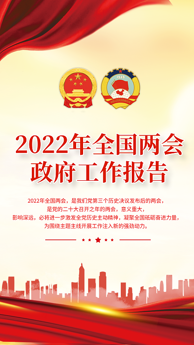 2022年全国两会工作报告党建海报