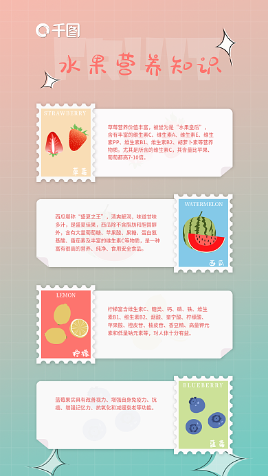 新媒体小清新水果手账海报