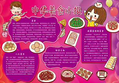 中华美食电子手抄报模版