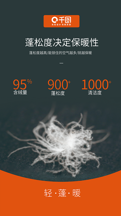 简约黑色大朵白鹅绒羽绒宣传海报