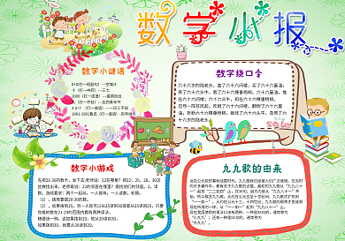 趣味数学小报/趣味数学手抄报PSD模板