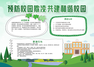 预防校园欺凌共建和谐校园手抄报