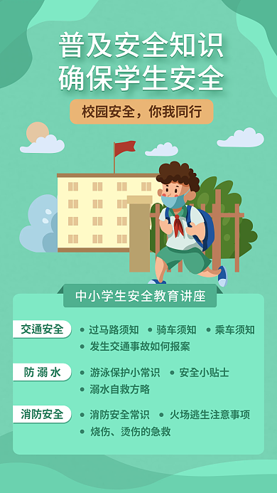学生安全学校教育培训交通知识讲座手机海报