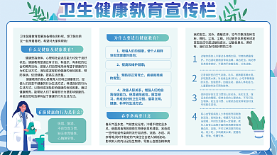 卫生健康教育知识科普蓝色扁平简约宣传栏
