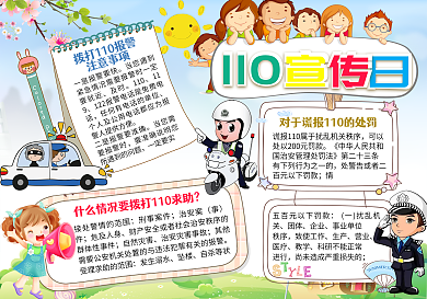 110宣传日安全小报手抄报Word模板